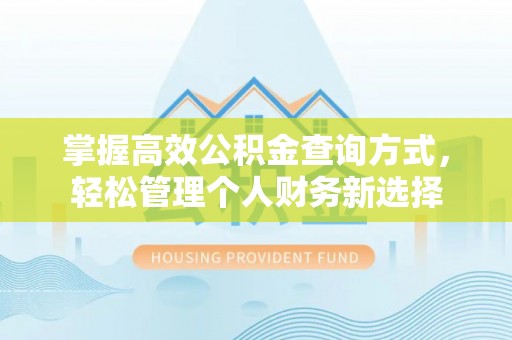 凉城掌握高效公积金查询方式，轻松管理个人财务新选择